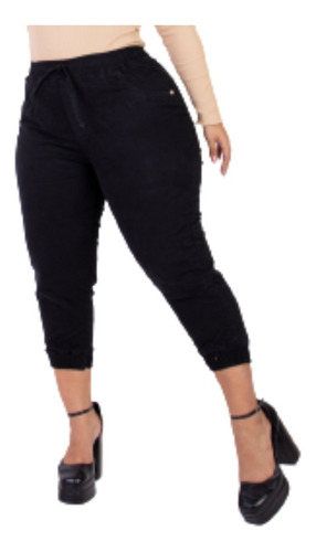 Calça Jeans Plus Size Feminina Jogger Cintura Elástico Lycra