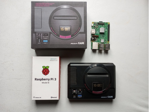 Kit Raspberry Pi 3b + Case Megapi Sega 64 Gb + Joystick 