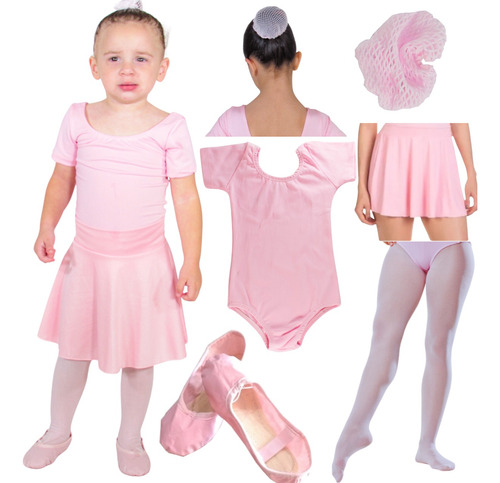 Roupa De Ballet Infantil Completa Rosa Bale Lindo Juvenil