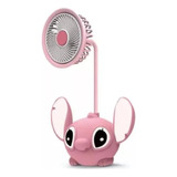 Ventilador Stitch Y Angel Recargable Portátil Con Sacapuntas