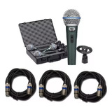 Kit 3 Microfones Profissionais Mxt Bt-58a+cabo 10m +cachimbo