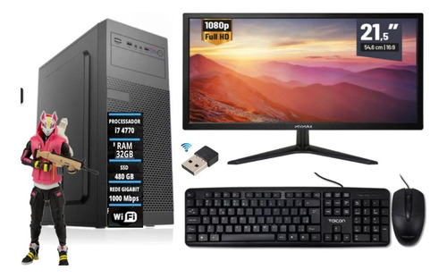 Computador Completo I7 4770 32gb Ssd 480 + Monitor 21,5+wifi