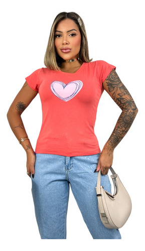 Kit 03 Blusa Camiseta Feminina Babylook Estampada Blogueira