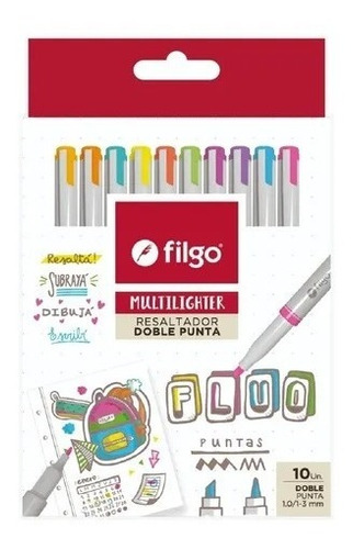 Resaltador Filgo Multilighter Fluo Set X10 Doble Punta