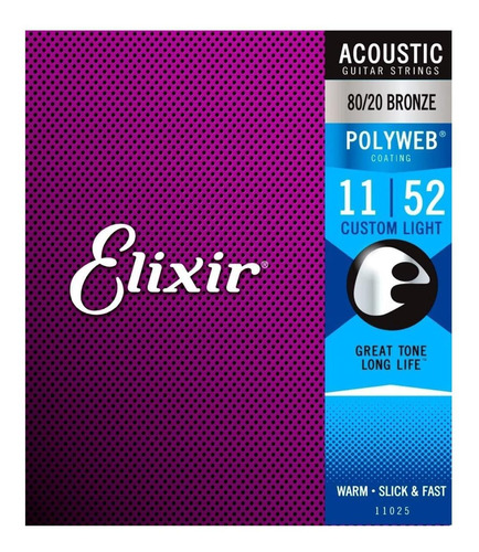 Juego De Cuerdas Para Guitarra Acústica 80/20 11025 Elixir.