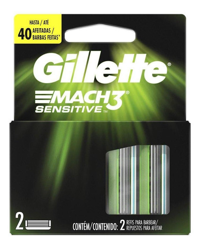 Carga Para Lâmina De Barbear Gillette Mach3 Sensitive  2 Un