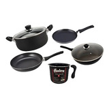 Set Olla Cacerola Sarten Hudson Teflón Linea M Chef 5 Pz