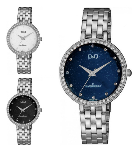 Reloj Q&q Qyq Elegante Qz27j001y Acero Plateado  + Estuche 