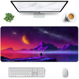 Mouse Pad Grande Atardecer Galaxia Neón Artístico 30x70cm