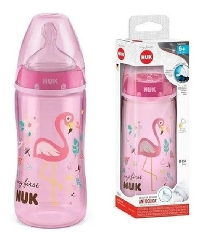 Nuk My First Mamadeira Bico Air System Advanced 6+m 300ml Cor Rosa Flamingo