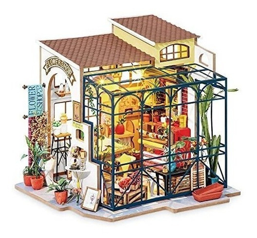 Casa De Muñecas Tienda En Miniatura Con Muebles Florería 