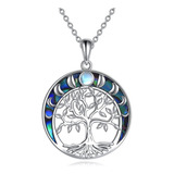 Nifunao Collar De Árbol De La Vida, Collar De Luna De Plata 