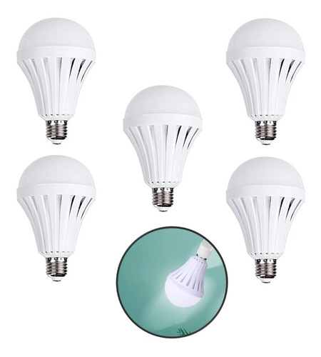 X5 Ampolleta Recargable Led 12w Ampolletas De Emergencia E27