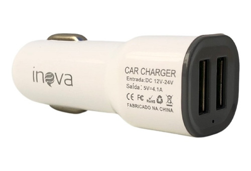 Carregador Veícular Automotivo Rápido 2 Portas Usb + Cabo