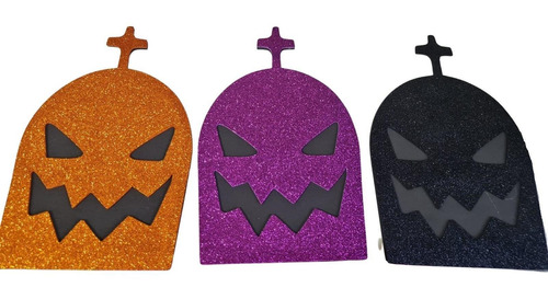 Kit Decoração De Halloween 12 Lápides Em Eva Glitter Sortido