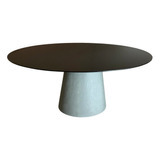 Mesa De Jantar Cone Oval 198x122 Cm Base Cimento Queimado