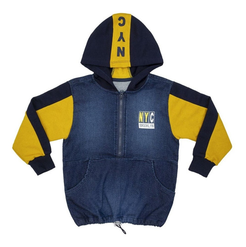 Jaqueta Infantil Look Jeans Parka Moletom Jeans