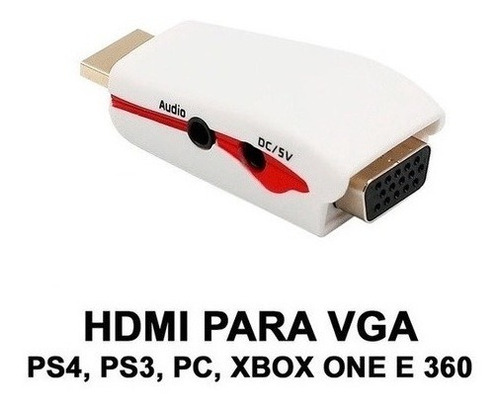 Adaptador Hdmi Para Vga Adaptador Cabo Audio Ps3 Ps4/5 Xbox 