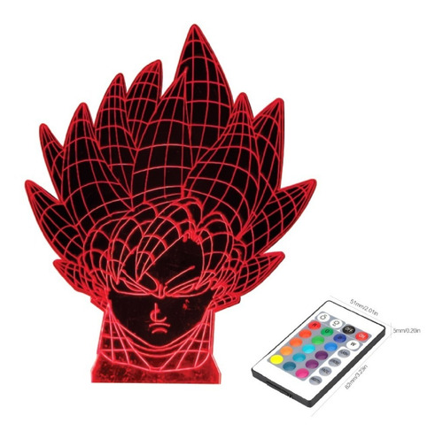 Lámpara Led 3d  Goku Dragon Ballz  Touch 16colores Control