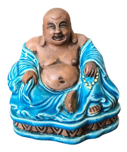 Antiguo Figura De Buda Año 1920 Porcelana China Teja Policro