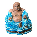Antiguo Figura De Buda Año 1920 Porcelana China Teja Policro