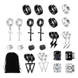 13 Pares Aretes Hombre Falsos Piercing Imán Arracadas Set