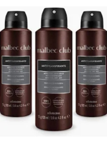 Combo Oboticario 3 Malbec Club Desodorante Antitraspirante