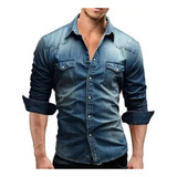 Ropa Casual Tallas Grandes Camisa Vaquera Manga Larga