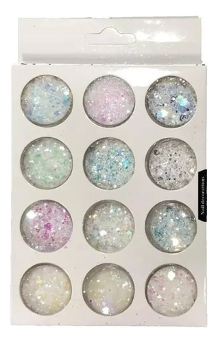 Kit 12 Glitter Flocado Holografico Encapsulamento Unhas Mix