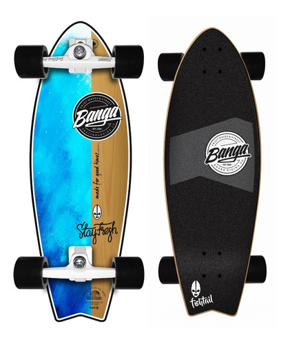 40% Off - Surfskate 31` Banga Boards Oficial - Modelo Fishtail - Maple - Simulador De Surf - Carver Skate Cruiser Long 