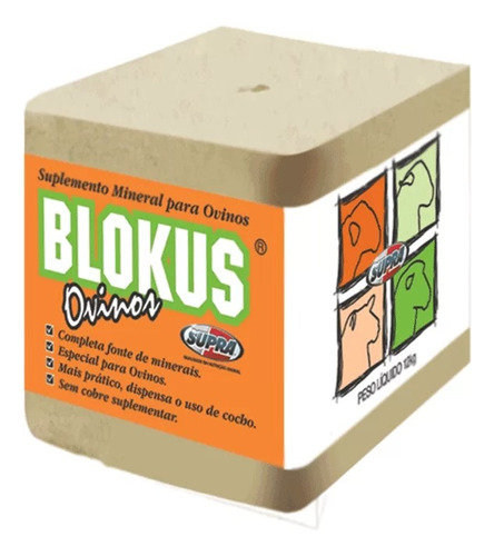 Bloco De Sal Mineral Ovinos Blokus Nutrição Carneiros 12kg