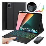 Funda Con Teclado Táctil, Mouse Y Lápiz Para/xiaomi Pad 5/5