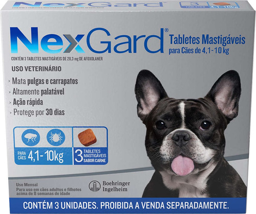 Nexgard Antipulga E Carrapato Cães 4,1 A 10kg Com 3 Tabletes