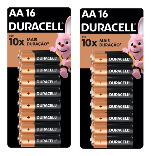 32 Pilhas Alcalinas Aa Duracell - Envio Rápido