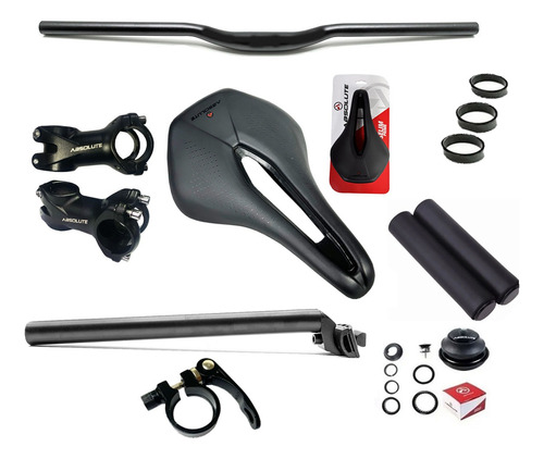 Kit Guidão,mesa,selim Absolute Prime Canote Aluminio Bike