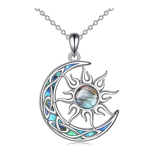 Collar De Sol Y Luna Para Mujer, Plata De Ley 925, Colgante 