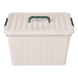 Caja Organizadora Plastica Apilable Beige Grande 24 Litros