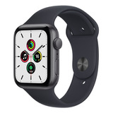 Apple Watch Se 44mm Caixa De Alumínio Cinza-espacial Pulseira Esportiva Meia-noite