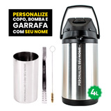 Kit Tereré Copo Bomba Garrafa Termica 4l Inox - Seu Nome