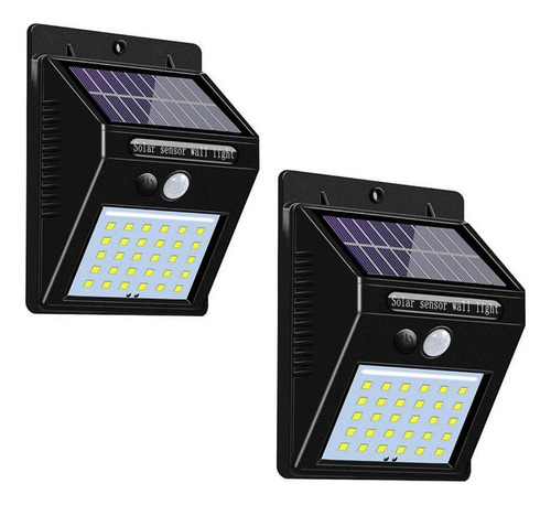 Luminária Solar Arandela Kit 2 - 30 Led Sensor De Presença