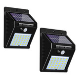 Luminária Solar Arandela Kit 2 - 30 Led Sensor De Presença