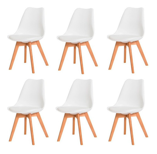 Kit 6 Cadeiras Eames Eiffel Wood Leda Saarinen Design