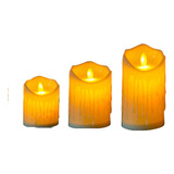 Pack X 3 Velas Velon Led Blanca Calida Llama Movil Con Pilas