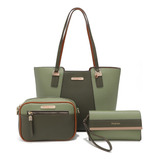 Set Nicole Lee Shopper, Cruzada Y Cartera Mae Ss22 Color Olivo