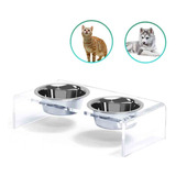 Comedouro Duplo Elevado Com Tigelas Inox Pet Gato Cachorro