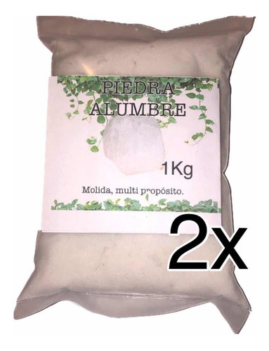 2 Kg De Piedra Alumbre Semi Molida Envasada