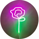 Lampara Pared Luz Led Neon Flor Rosa Decoracion Bateria