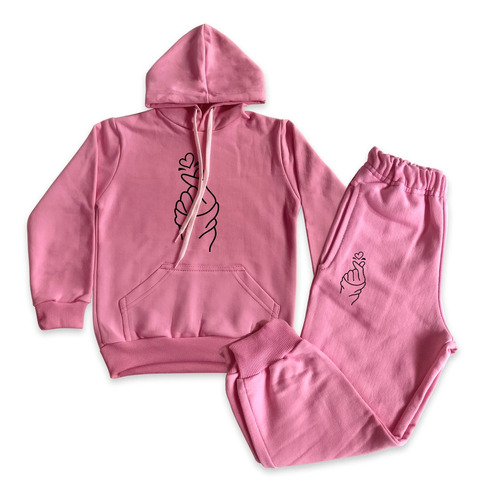 Conjunto De Moletom Infantil Rosa Groot Desenho Com Capuz