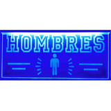 Letrero Luminoso Baños Hombres Azul