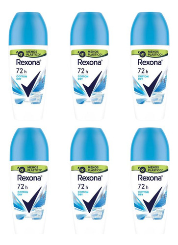 Desodorante Roll-on Rexona 50ml Feminino Cotton - Kit C/6un